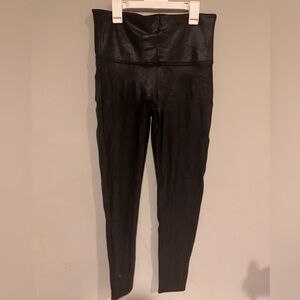 Spanx Faux Leather Leggings Womens Black High Rise